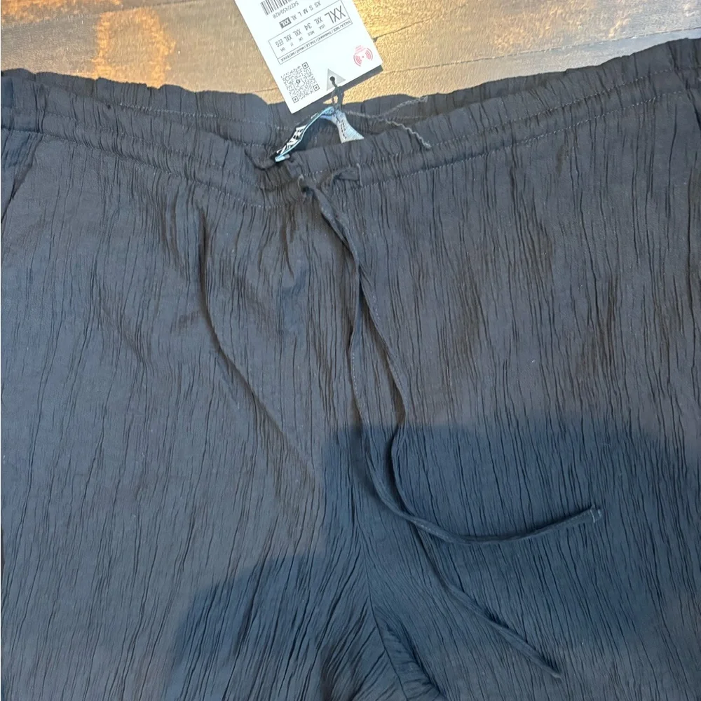 ZARA black textured pants with a drawstring - Picture 8 of 15
